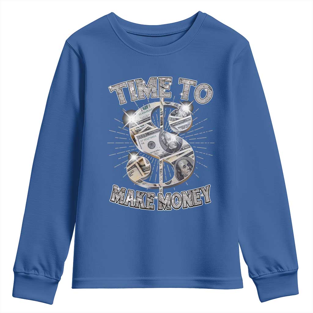 Time To Make Money Youth Sweatshirt TS09 Royal Blue Print Your Wear