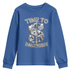 Time To Make Money Youth Sweatshirt TS09 Royal Blue Print Your Wear