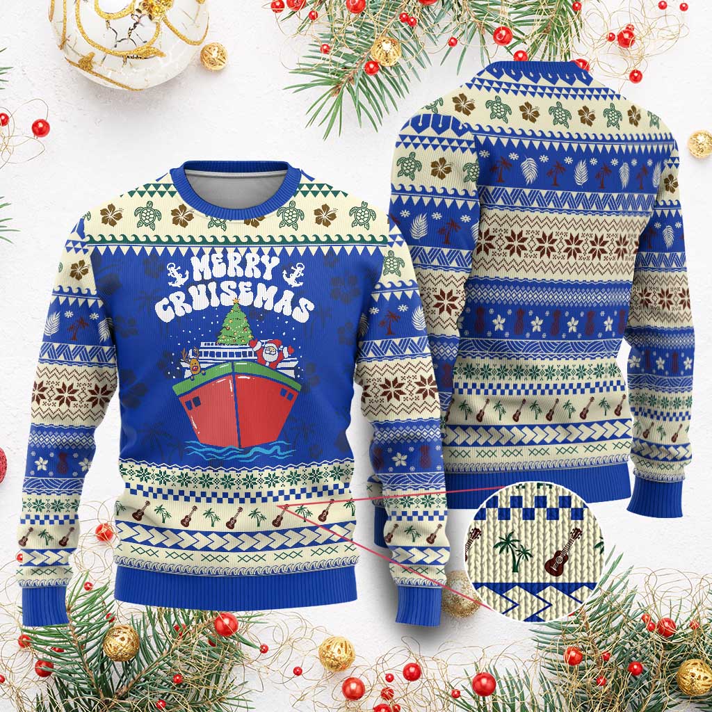 Xmas Cruising Ugly Christmas Sweater Family Christmas Holiday Santa Reindeer Cruise Ship TS09 Blue Print Your Wear