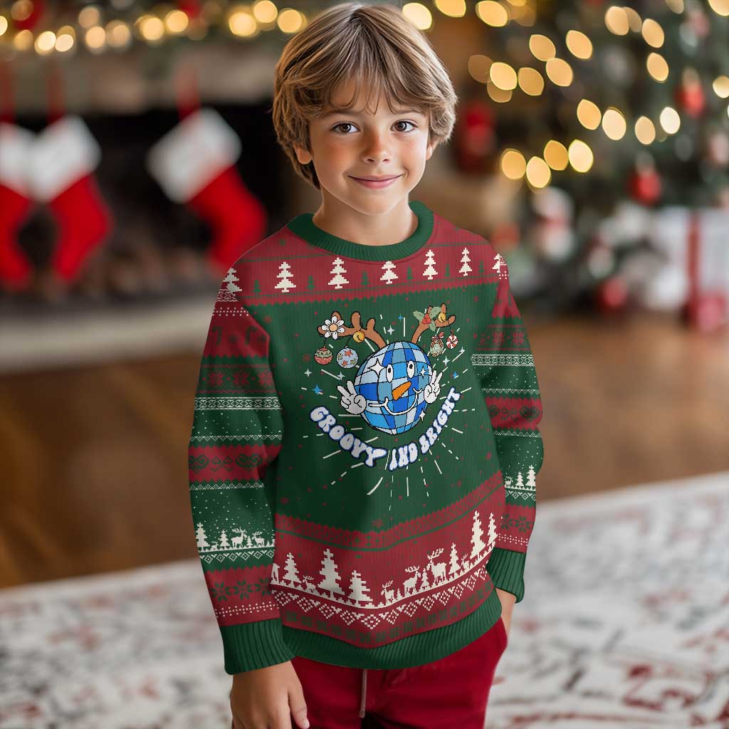 Groovy And Bright Merry Christmas Disco Ball Reindeer Ugly Christmas Sweater TS09 Christmas Print Your Wear