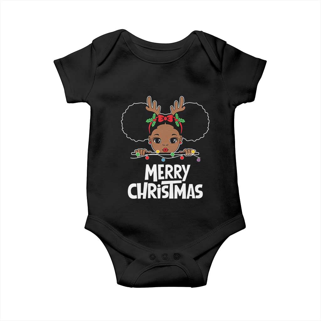 African American Christmas Baby Onesie Merry Christmas Cute Black Girl Kids TS09 Black Print Your Wear