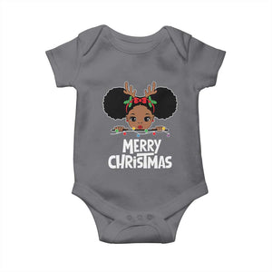 African American Christmas Baby Onesie Merry Christmas Cute Black Girl Kids TS09 Charcoal Print Your Wear