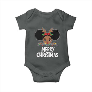 African American Christmas Baby Onesie Merry Christmas Cute Black Girl Kids TS09 Dark Heather Print Your Wear