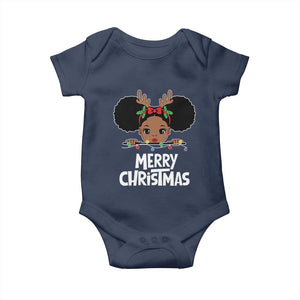 African American Christmas Baby Onesie Merry Christmas Cute Black Girl Kids TS09 Navy Print Your Wear
