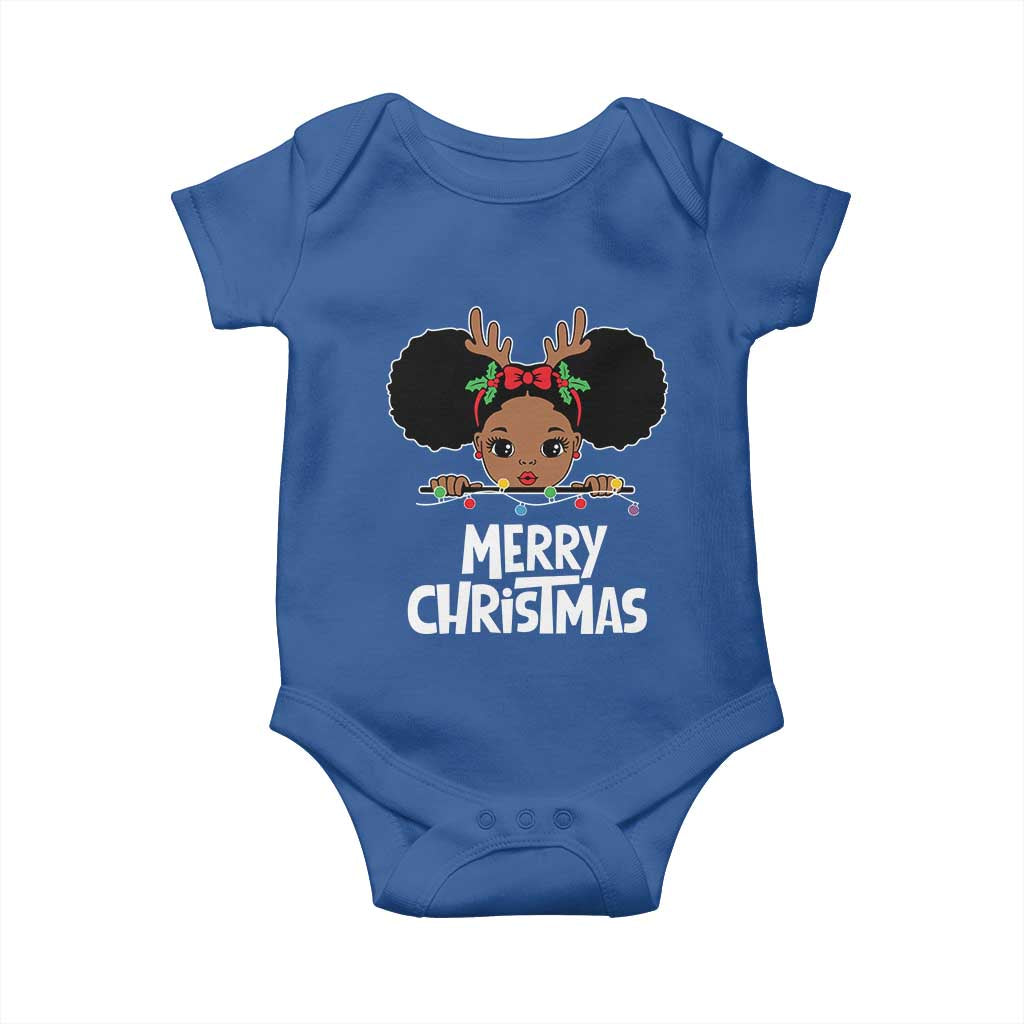 African American Christmas Baby Onesie Merry Christmas Cute Black Girl Kids TS09 Royal Blue Print Your Wear