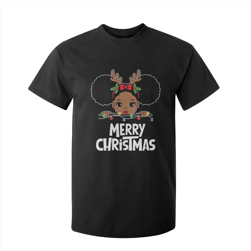 African American Christmas T Shirt For Kid Merry Christmas Cute Black Girl Kids TS09 Black Print Your Wear