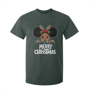 African American Christmas T Shirt For Kid Merry Christmas Cute Black Girl Kids TS09 Dark Forest Green Print Your Wear