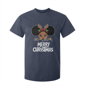African American Christmas T Shirt For Kid Merry Christmas Cute Black Girl Kids TS09 Navy Print Your Wear