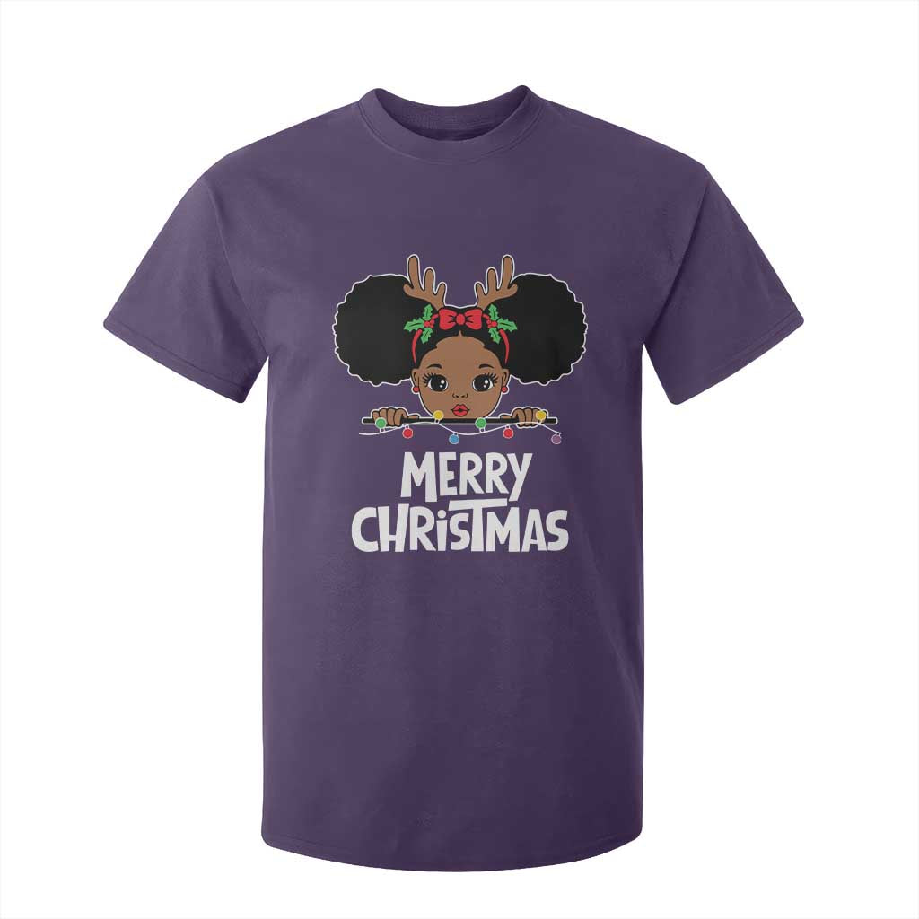 African American Christmas T Shirt For Kid Merry Christmas Cute Black Girl Kids TS09 Purple Print Your Wear
