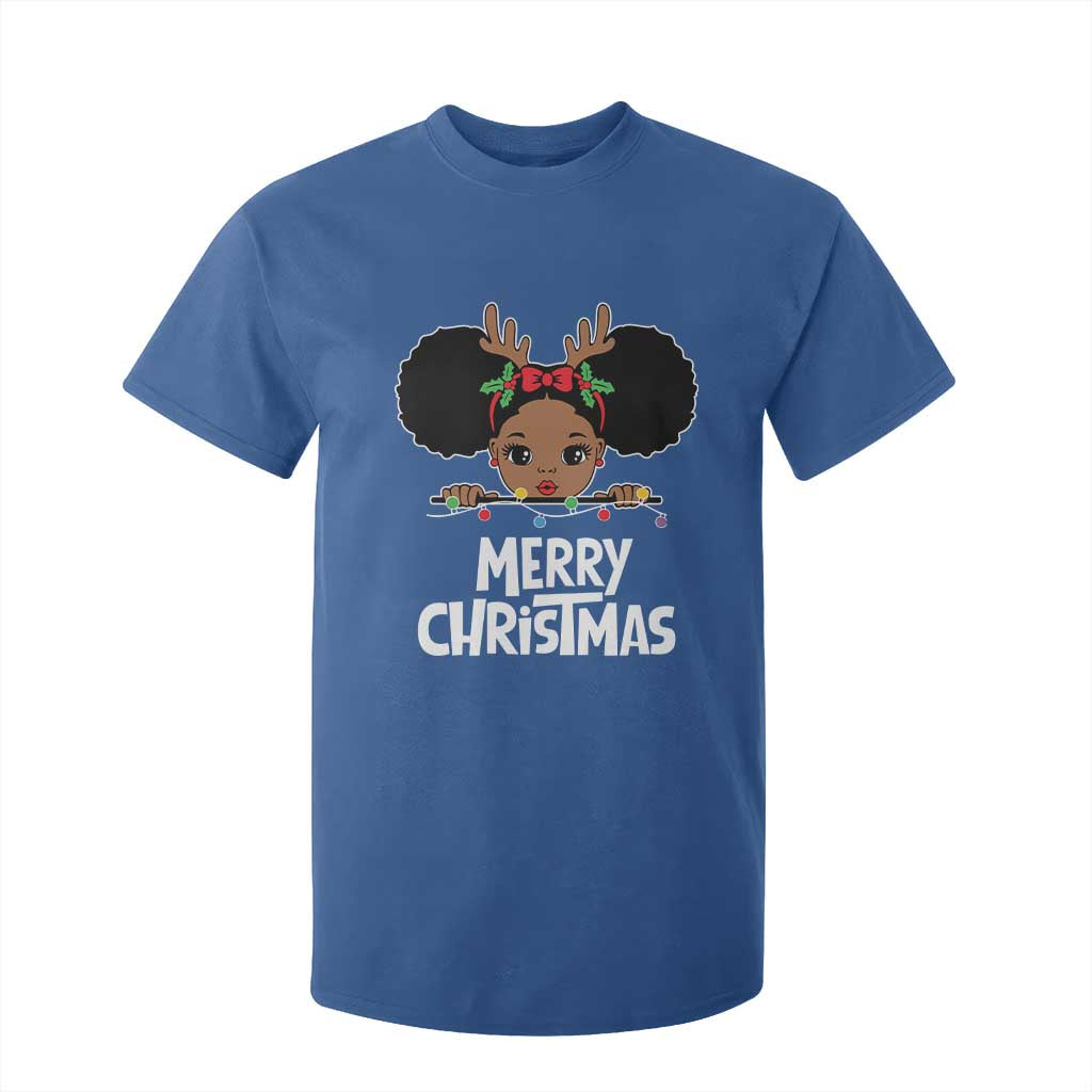 African American Christmas T Shirt For Kid Merry Christmas Cute Black Girl Kids TS09 Royal Blue Print Your Wear