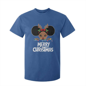 African American Christmas T Shirt For Kid Merry Christmas Cute Black Girl Kids TS09 Royal Blue Print Your Wear
