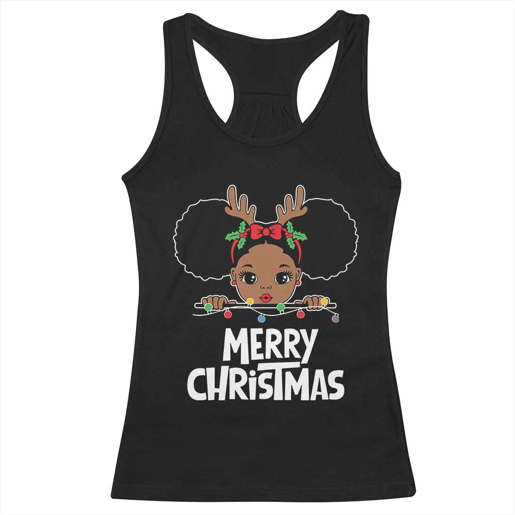 African American Christmas Racerback Tank Top Merry Christmas Cute Black Girl Kids TS09 Black Print Your Wear