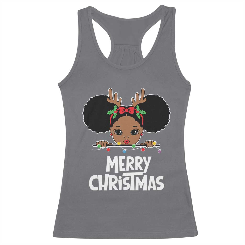 African American Christmas Racerback Tank Top Merry Christmas Cute Black Girl Kids TS09 Charcoal Print Your Wear