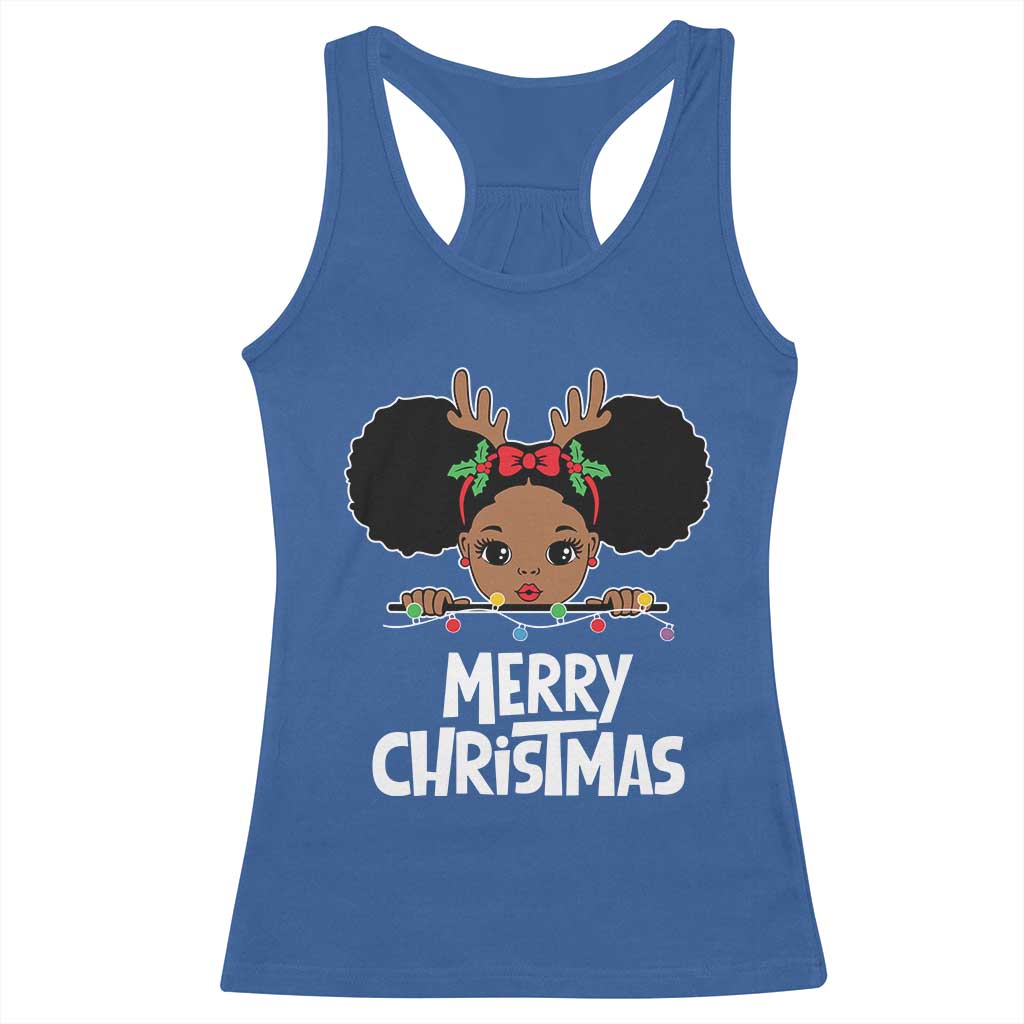 African American Christmas Racerback Tank Top Merry Christmas Cute Black Girl Kids TS09 Royal Blue Print Your Wear
