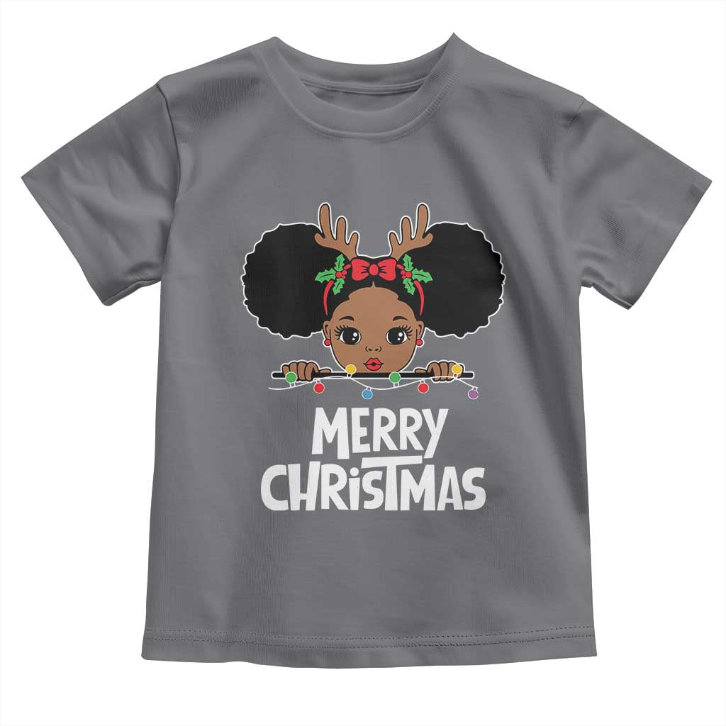 African American Christmas Toddler T Shirt Merry Christmas Cute Black Girl Kids TS09 Charcoal Print Your Wear