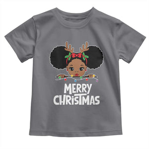 African American Christmas Toddler T Shirt Merry Christmas Cute Black Girl Kids TS09 Charcoal Print Your Wear