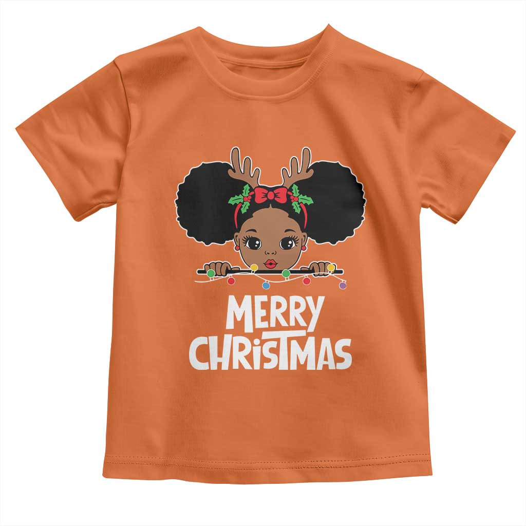 African American Christmas Toddler T Shirt Merry Christmas Cute Black Girl Kids TS09 Orange Print Your Wear