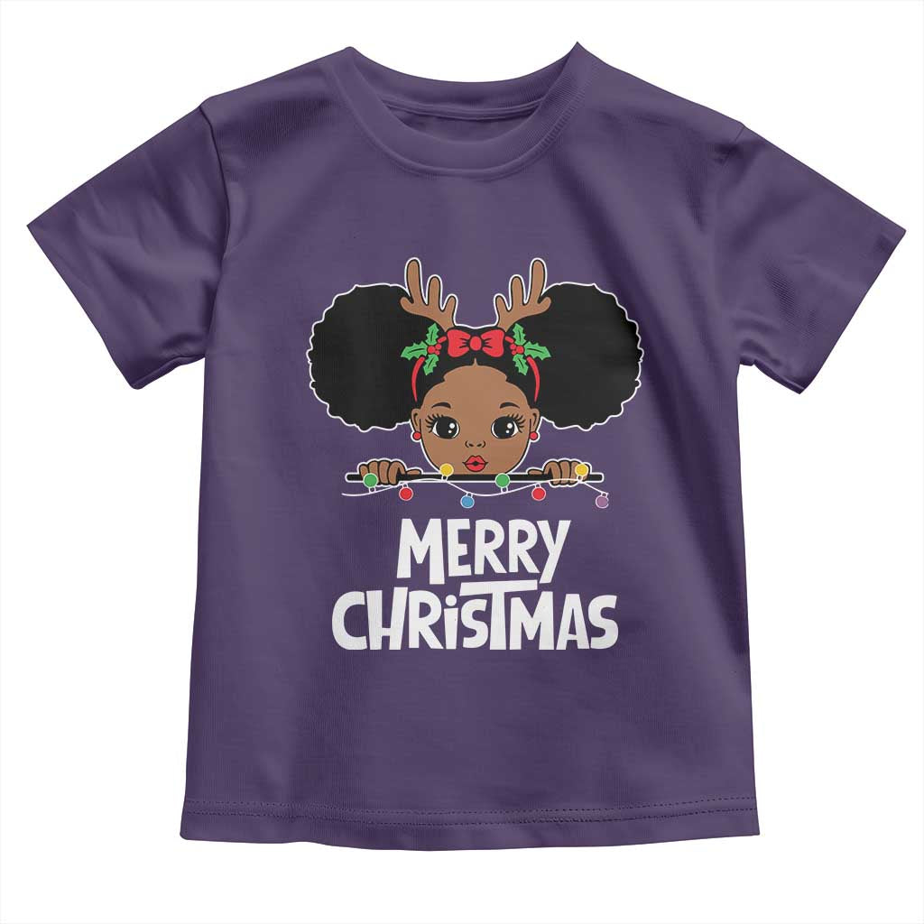 African American Christmas Toddler T Shirt Merry Christmas Cute Black Girl Kids TS09 Purple Print Your Wear