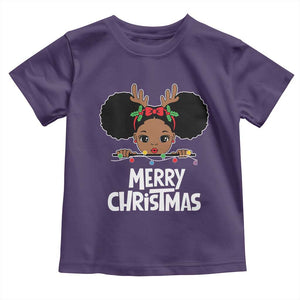 African American Christmas Toddler T Shirt Merry Christmas Cute Black Girl Kids TS09 Purple Print Your Wear