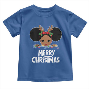 African American Christmas Toddler T Shirt Merry Christmas Cute Black Girl Kids TS09 Royal Blue Print Your Wear