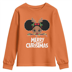 African American Christmas Youth Sweatshirt Merry Christmas Cute Black Girl Kids TS09 Orange Print Your Wear
