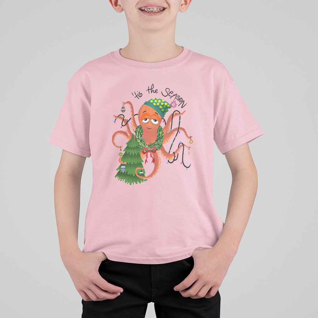Octopus Tis The Season Christmas Tree T Shirt For Kid TS09 Light Pink Printyourwear