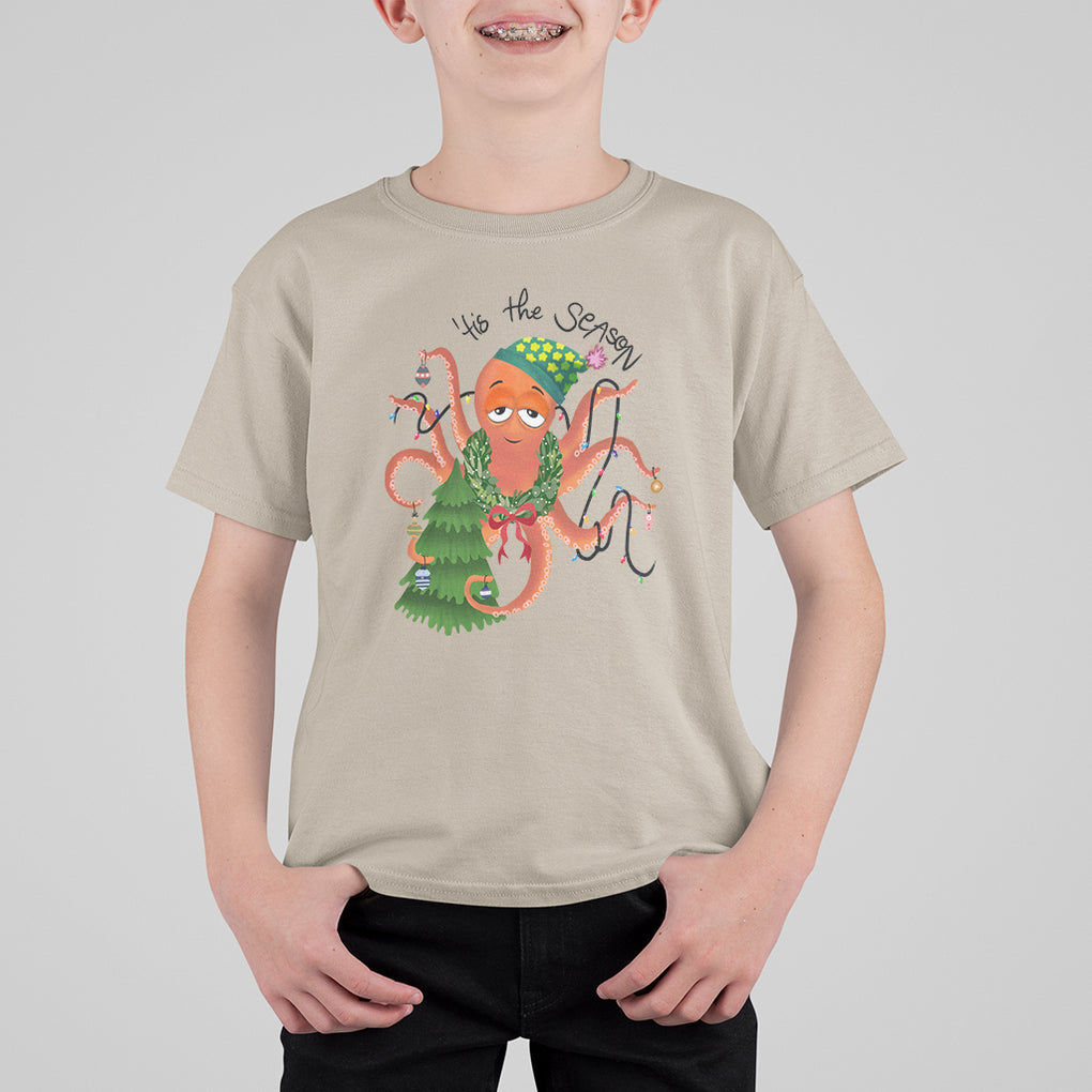 Octopus Tis The Season Christmas Tree T Shirt For Kid TS09 Sand Printyourwear
