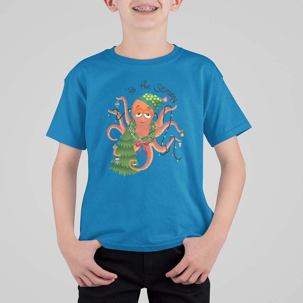 Octopus Tis The Season Christmas Tree T Shirt For Kid TS09 Sapphire Printyourwear