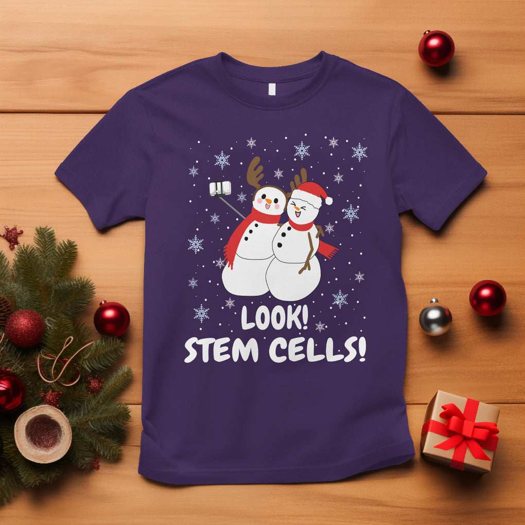 Look Stem Cell Snowman Funny Christmas Science T Shirt TS09 Purple Printyourwear
