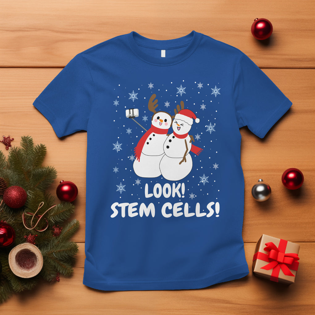 Look Stem Cell Snowman Funny Christmas Science T Shirt TS09 Royal Blue Printyourwear