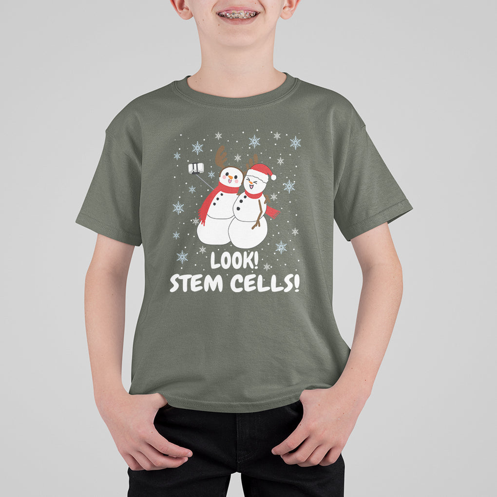 Look Stem Cell Snowman Funny Christmas Science T Shirt For Kid TS09 Military Green Printyourwear