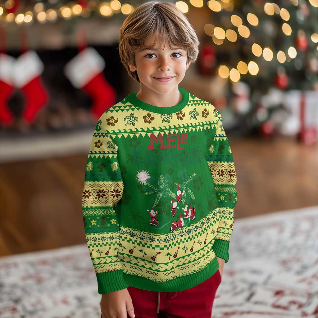 Hawaiian Xmas Ugly Christmas Sweater Mele Kalikimaka Santa Climb Palm Tree TS09 Forest Print Your Wear