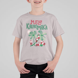 Mele Kalikimaka Santa Climb Palm Tree Hawaiian Christmas T Shirt For Kid TS09 Ice Gray Printyourwear