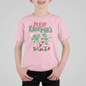 Mele Kalikimaka Santa Climb Palm Tree Hawaiian Christmas T Shirt For Kid TS09 Light Pink Printyourwear