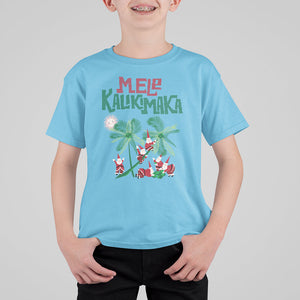 Mele Kalikimaka Santa Climb Palm Tree Hawaiian Christmas T Shirt For Kid TS09 Sky Printyourwear
