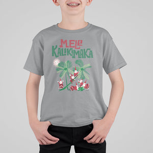 Mele Kalikimaka Santa Climb Palm Tree Hawaiian Christmas T Shirt For Kid TS09 Sport Gray Printyourwear