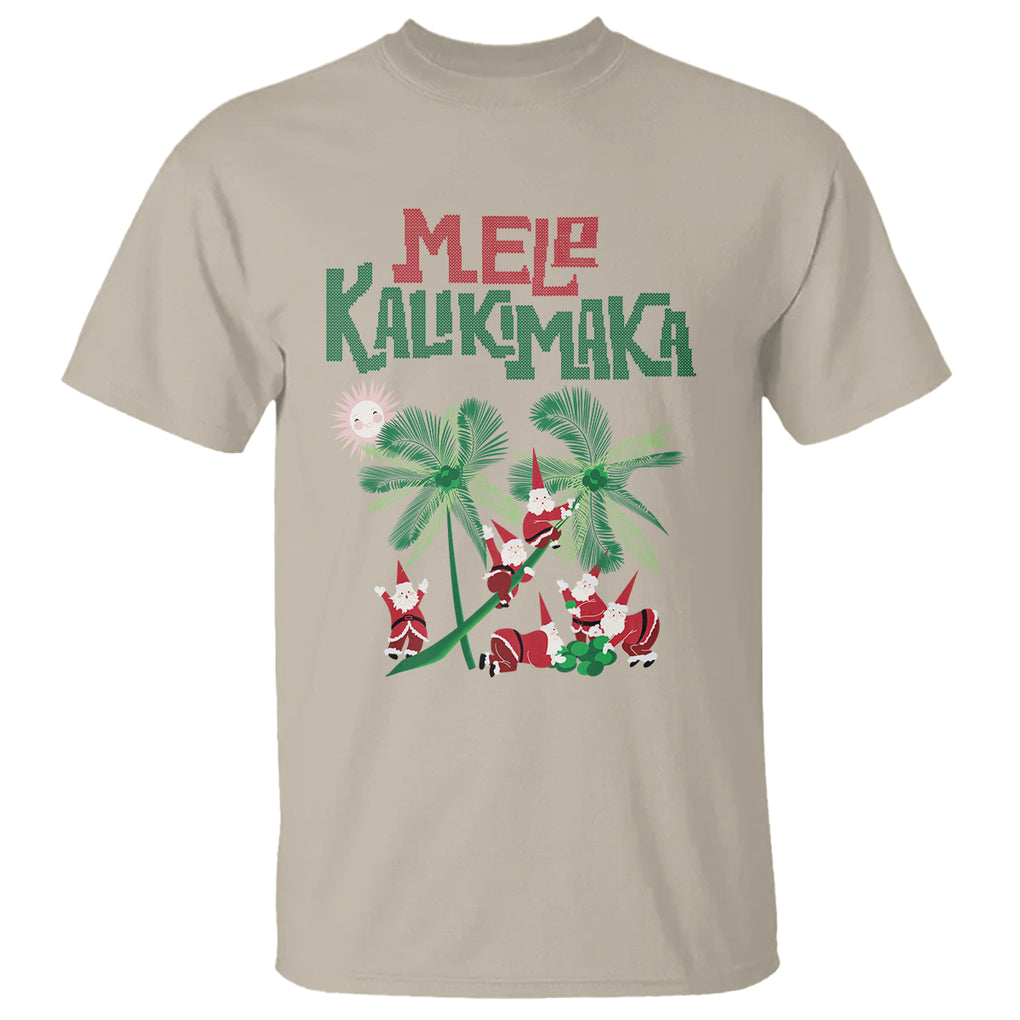 Mele Kalikimaka Santa Climb Palm Tree Hawaiian Christmas T Shirt TS09 Sand Printyourwear
