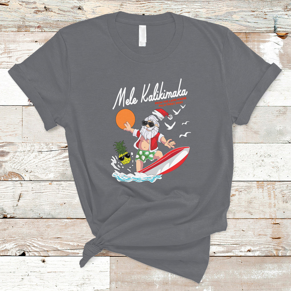 Mele Kalikimaka Surfing Santa Vintage Hawaiian Christmas T Shirt TS09 Charcoal Printyourwear