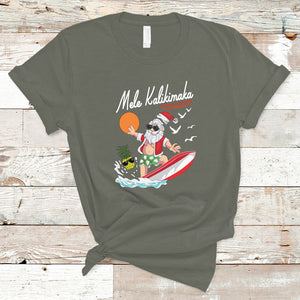 Mele Kalikimaka Surfing Santa Vintage Hawaiian Christmas T Shirt TS09 Military Green Printyourwear