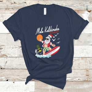 Mele Kalikimaka Surfing Santa Vintage Hawaiian Christmas T Shirt TS09 Navy Printyourwear