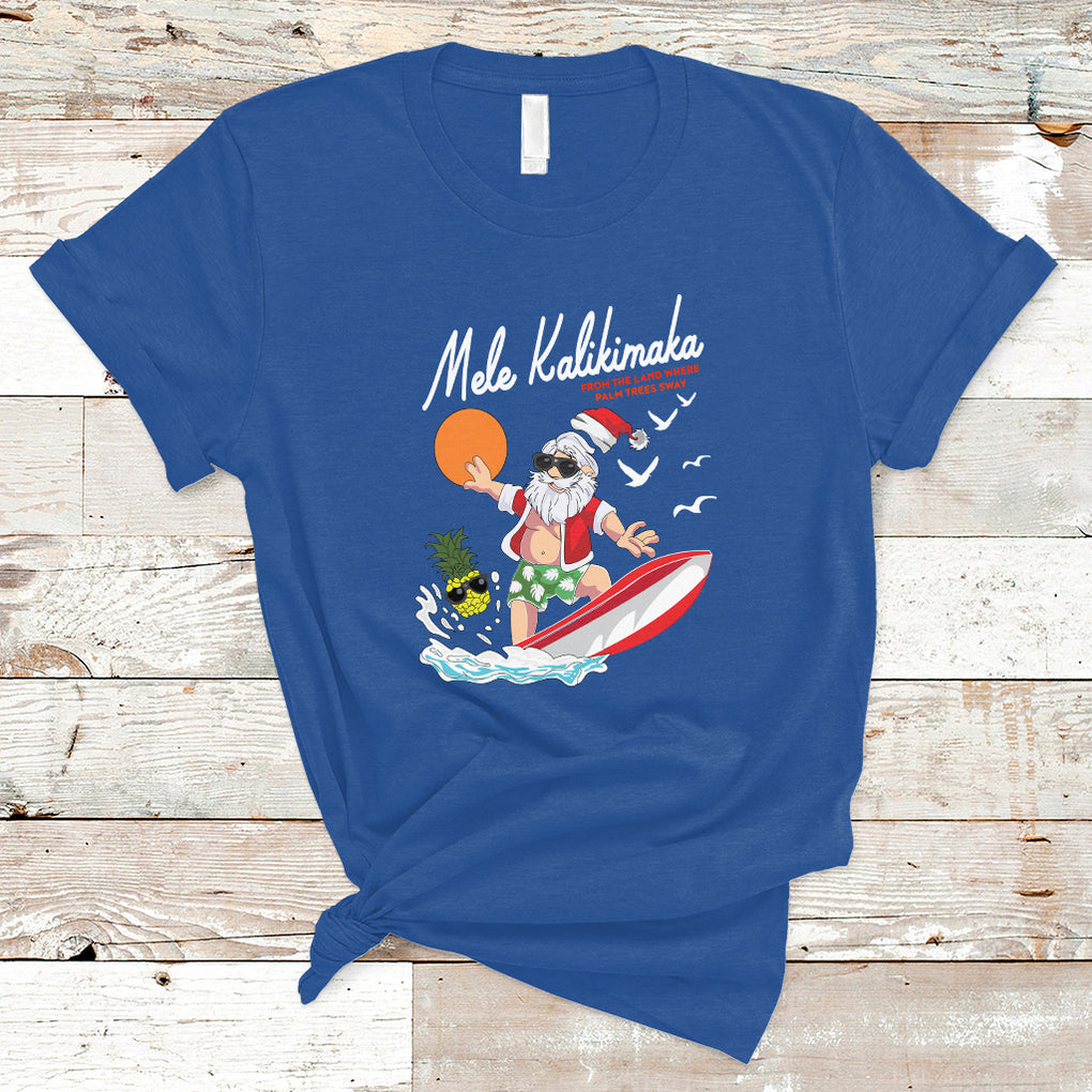 Mele Kalikimaka Surfing Santa Vintage Hawaiian Christmas T Shirt TS09 Royal Blue Printyourwear