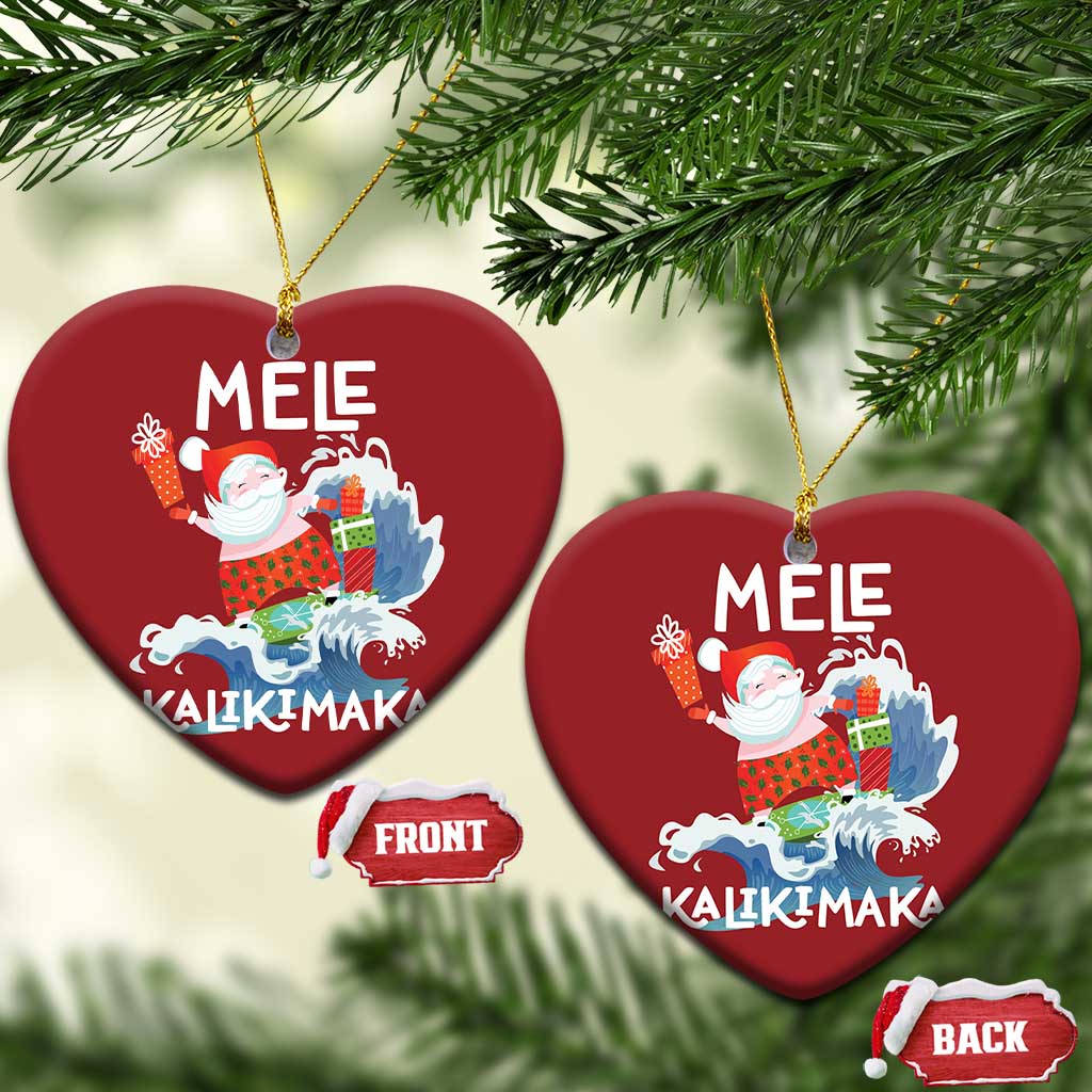 Mele Kalikimaka Christmas Ornament Surfing Cute Santa Hawaiian Christmas TS09 Heart Red Print Your Wear