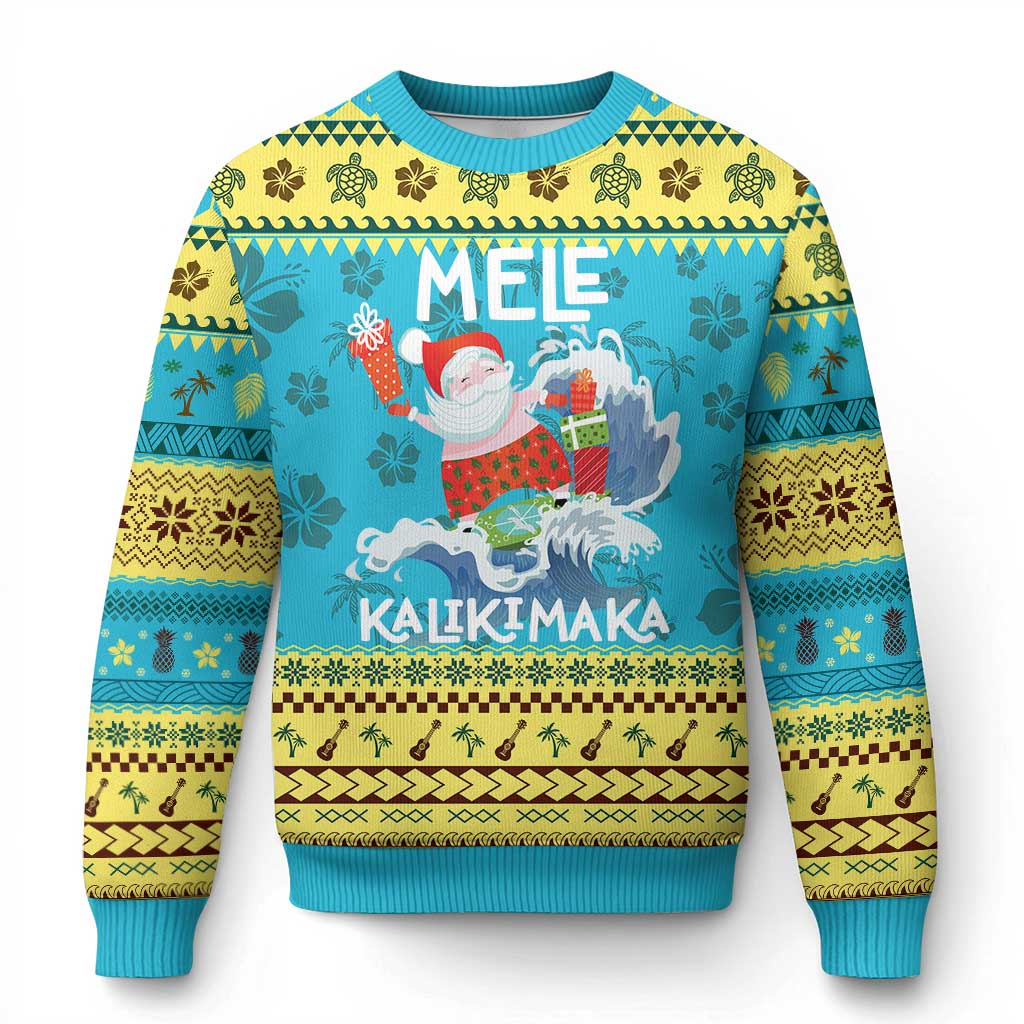 Mele Kalikimaka Ugly Christmas Sweater Surfing Cute Santa Hawaiian Christmas TS09 Hawaii Print Your Wear
