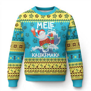 Mele Kalikimaka Ugly Christmas Sweater Surfing Cute Santa Hawaiian Christmas TS09 Hawaii Print Your Wear