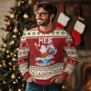 Mele Kalikimaka Ugly Christmas Sweater Surfing Cute Santa Hawaiian Christmas TS09 Hibiscus Print Your Wear