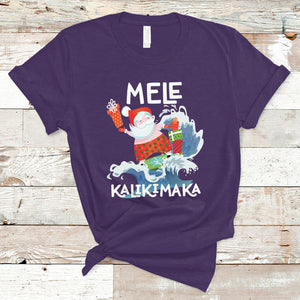 Mele Kalikimaka Surfing Cute Santa Hawaiian Christmas T Shirt TS09 Purple Printyourwear