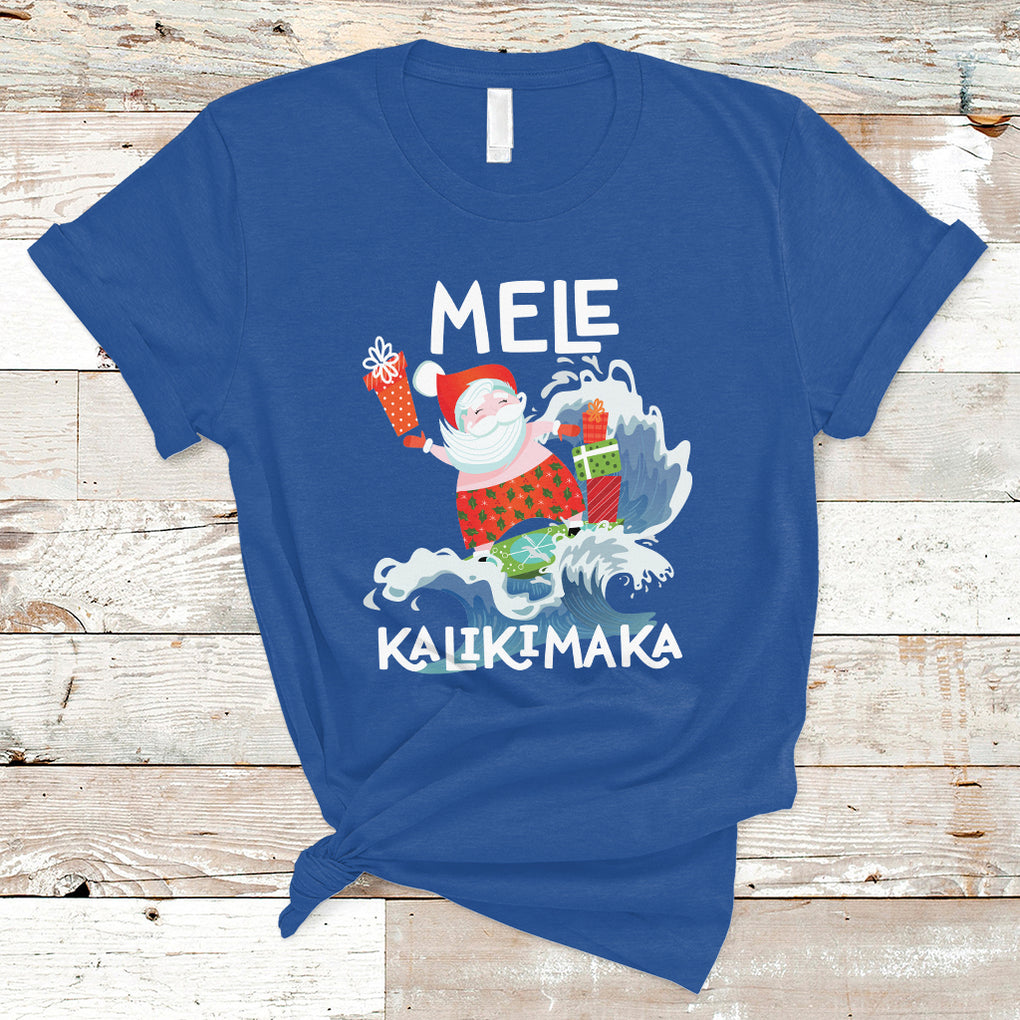 Mele Kalikimaka Surfing Cute Santa Hawaiian Christmas T Shirt TS09 Royal Blue Printyourwear