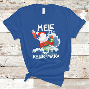 Mele Kalikimaka Surfing Cute Santa Hawaiian Christmas T Shirt TS09 Royal Blue Printyourwear