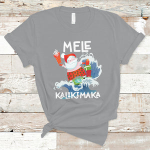 Mele Kalikimaka Surfing Cute Santa Hawaiian Christmas T Shirt TS09 Sport Gray Printyourwear