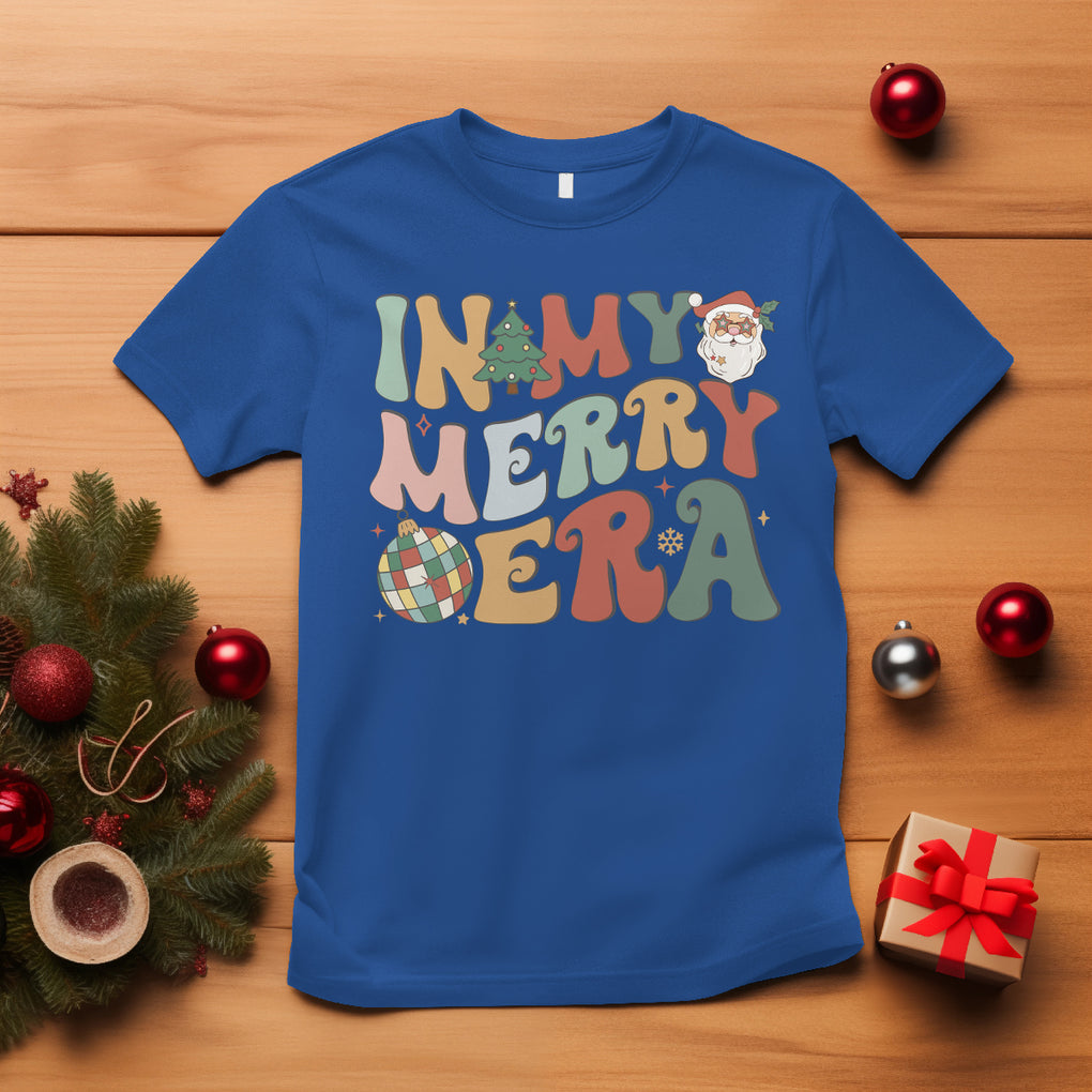 In My Merry Era Retro Groovy Christmas Santa Disco Ball T Shirt TS09 Royal Blue Printyourwear